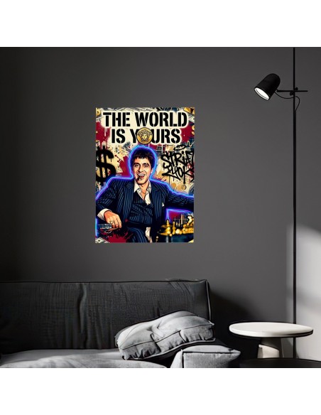 Cuadro Tony Montana El Mundo es Tuyo 35 x 50 cm | Decoración urbana