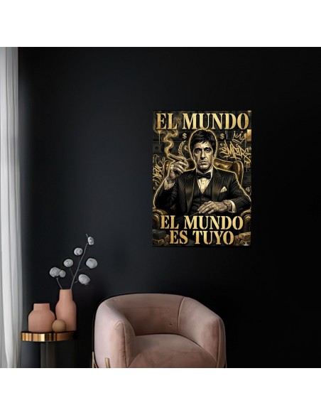 Cuadro Tony Montana El Mundo es Tuyo 35 x 50 cm | Decoración premium