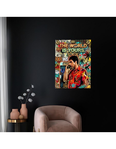 Cuadro Tony Montana El Mundo es Tuyo 35 x 50 cm | Arte urbano premium