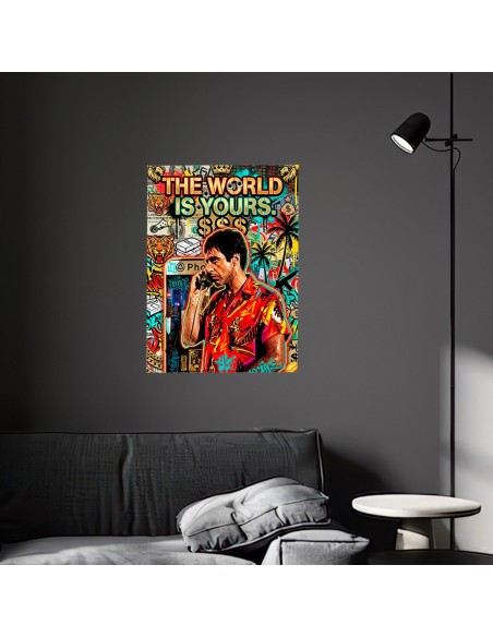 Cuadro Tony Montana El Mundo es Tuyo 35 x 50 cm | Arte urbano premium