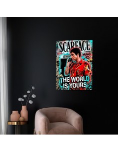 Cuadro Tony Montana Scarface El Mundo es Tuyo 35 x 50 cm | Arte urbano