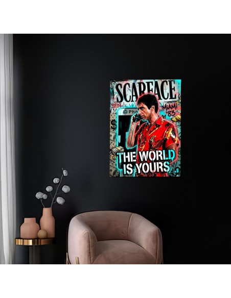 Cuadro Tony Montana Scarface El Mundo es Tuyo 35 x 50 cm | Arte urbano