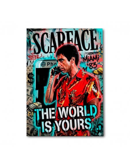 Cuadro Tony Montana Scarface El Mundo es Tuyo 35 x 50 cm | Arte urbano