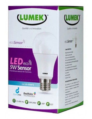 Bombillo LED 9W con Sensor de Movimiento E27 Lumek
