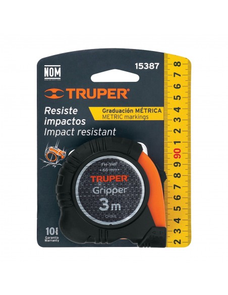Flexómetro Truper Gripper 3 m Contra Impactos