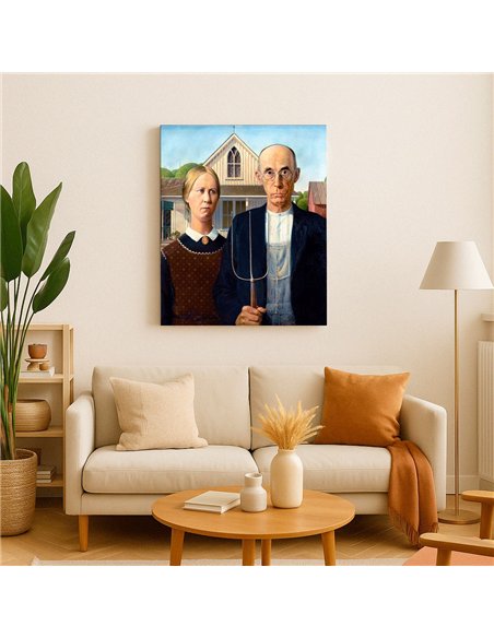 Cuadro American Gothic - Grant Wood 60x50cm Canvas