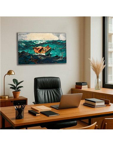 Cuadro The Gulf Stream - Winslow Homer 82x50cm Canvas