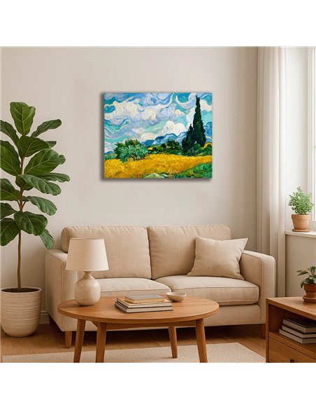 Cuadro Wheat Field with Cypresses - van Gogh 63x50cm Canvas