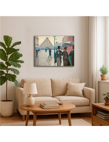 Cuadro Paris Street in Rainy W. - Caillebotte 66x50cm Canvas
