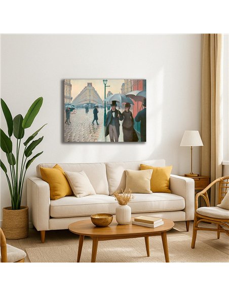 Cuadro Paris Street in Rainy W. - Caillebotte 66x50cm Canvas