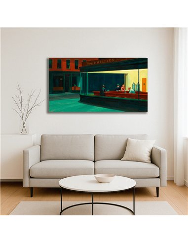 Cuadro Nighthawks - Edward Hopper 91x50cm Canvas