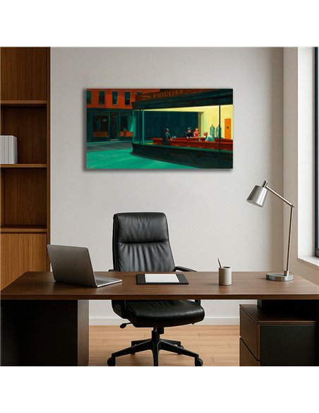 Cuadro Nighthawks - Edward Hopper 91x50cm Canvas
