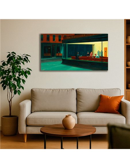 Cuadro Nighthawks - Edward Hopper 91x50cm Canvas