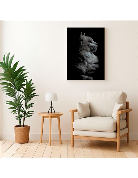 Cuadro gato perfil elegante de 50x35cm lienzografía - canvas