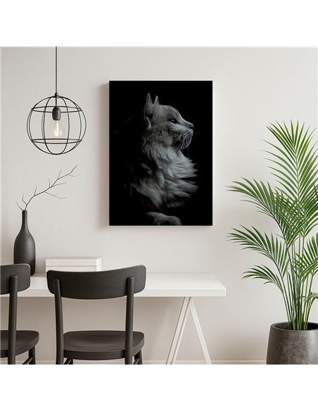 Cuadro gato perfil elegante de 50x35cm lienzografía - canvas