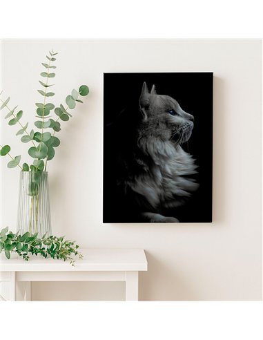 Cuadro gato perfil elegante de 50x35cm lienzografía - canvas