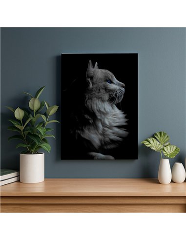 Cuadro gato perfil elegante de 50x35cm lienzografía - canvas