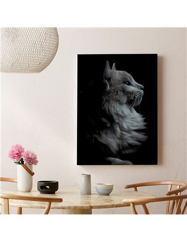 Cuadro gato perfil elegante de 50x35cm lienzografía - canvas