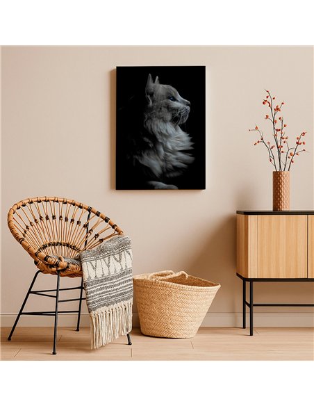 Cuadro gato perfil elegante de 50x35cm lienzografía - canvas