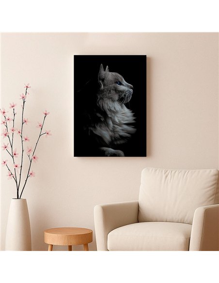 Cuadro gato perfil elegante de 50x35cm lienzografía - canvas
