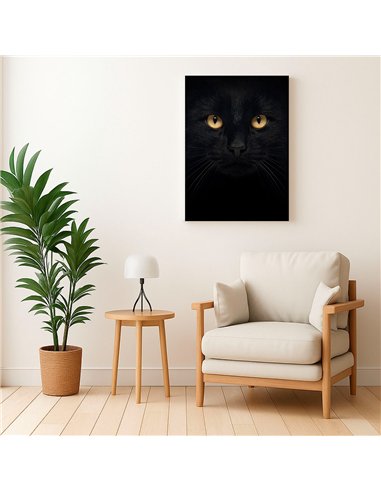 Cuadro decorativo gato negro 50x35cm lienzografía - canvas