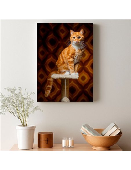 Cuadro gato naranja retro 50x35cm lienzografía - canvas