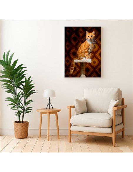 Cuadro gato naranja retro 50x35cm lienzografía - canvas