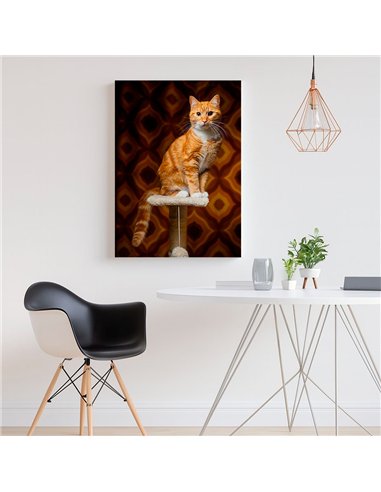 Cuadro gato naranja retro 50x35cm lienzografía - canvas