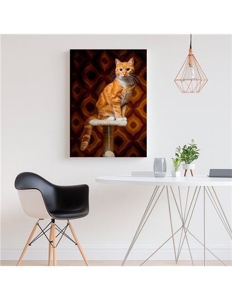 Cuadro gato naranja retro 50x35cm lienzografía - canvas