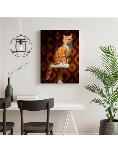 Cuadro gato naranja retro 50x35cm lienzografía - canvas