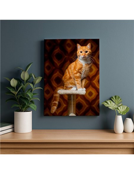 Cuadro gato naranja retro 50x35cm lienzografía - canvas