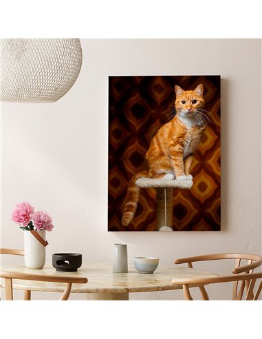 Cuadro gato naranja retro 50x35cm lienzografía - canvas