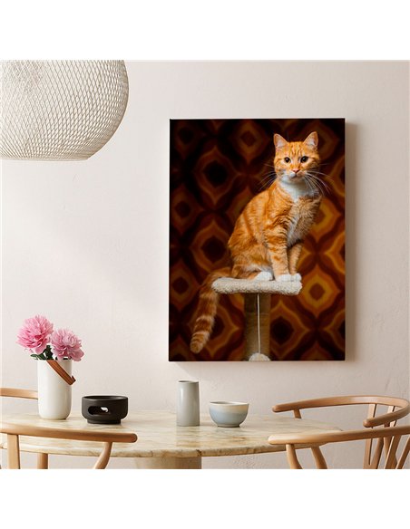 Cuadro gato naranja retro 50x35cm lienzografía - canvas