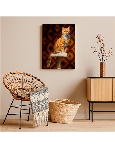 Cuadro gato naranja retro 50x35cm lienzografía - canvas