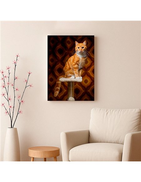 Cuadro gato naranja retro 50x35cm lienzografía - canvas