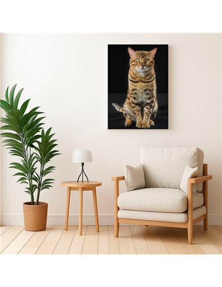 Cuadro gato bengala real 50x35cm lienzografía - canvas