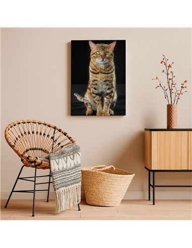 Cuadro gato bengala real 50x35cm lienzografía - canvas