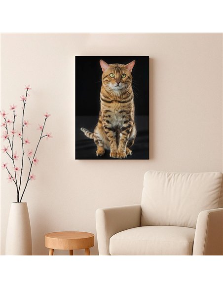 Cuadro gato bengala real 50x35cm lienzografía - canvas