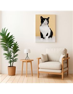 Cuadro gato blanco y negro 50x35cm lienzografía - canvas 2