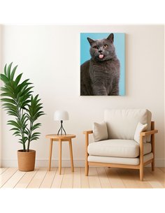 Cuadro gato lengua afuera 50x35cm lienzografía - canvas 2