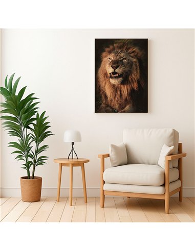 Cuadro león rugido real 50x35cm lienzografía - canvas