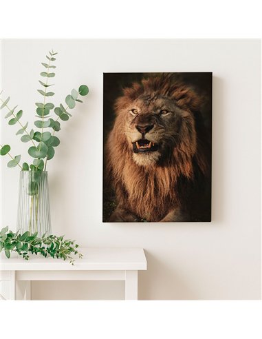 Cuadro león rugido real 50x35cm lienzografía - canvas