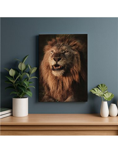 Cuadro león rugido real 50x35cm lienzografía - canvas