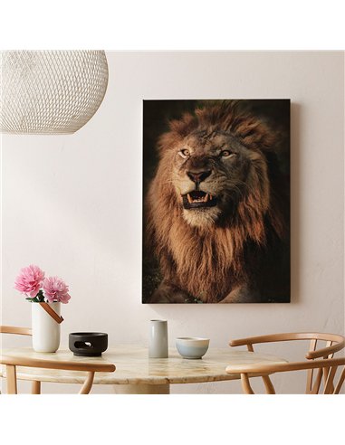 Cuadro león rugido real 50x35cm lienzografía - canvas