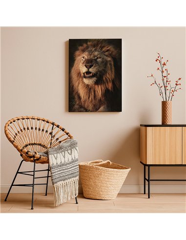 Cuadro león rugido real 50x35cm lienzografía - canvas