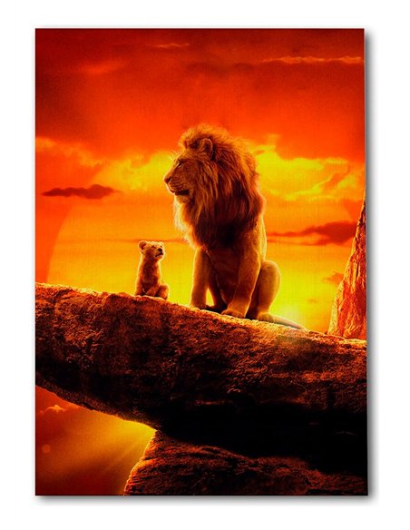 Cuadro padre e hijo leones 50x35cm lienzografía - canvas