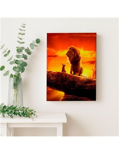 Cuadro padre e hijo leones 50x35cm lienzografía - canvas
