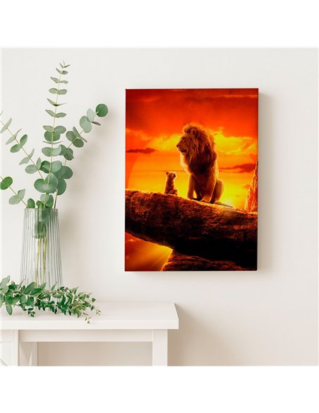 Cuadro padre e hijo leones 50x35cm lienzografía - canvas