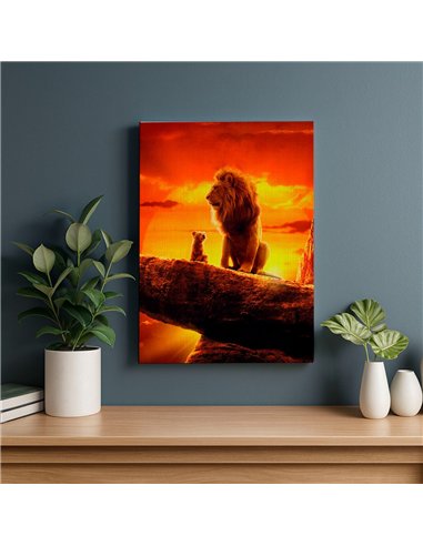 Cuadro padre e hijo leones 50x35cm lienzografía - canvas