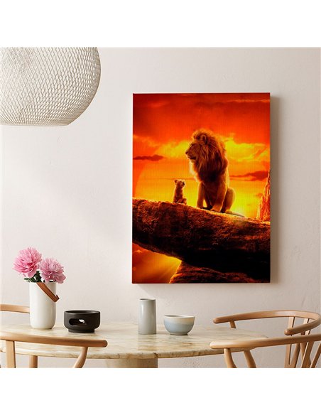 Cuadro padre e hijo leones 50x35cm lienzografía - canvas